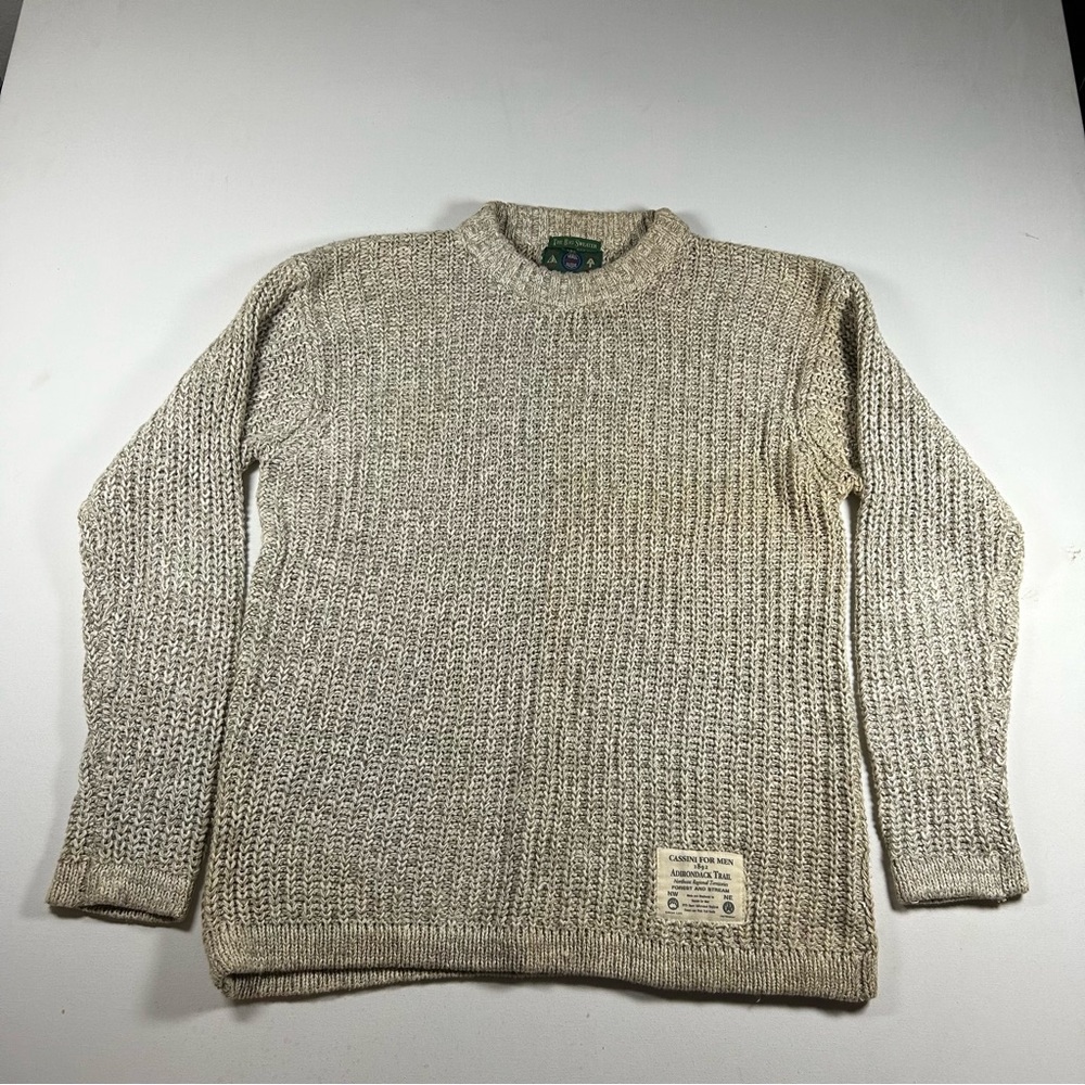 VTG Cassini Adirondack Mens M Big Sweater Chunky Fisherman Cotton Ramie Blend